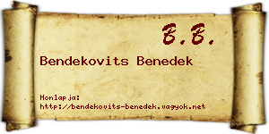 Bendekovits Benedek névjegykártya