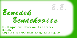 benedek bendekovits business card